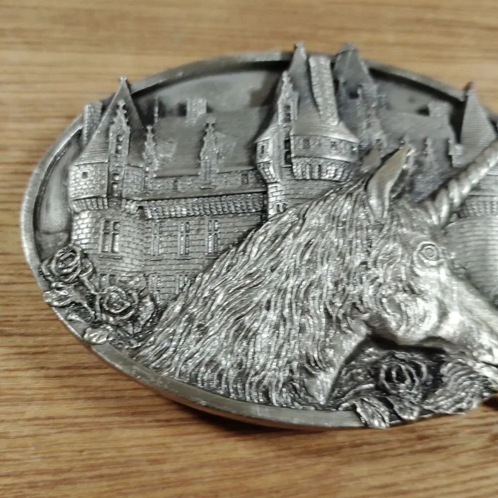Vintage Unicorn Bergamot Brass Works Belt Buckle 1983 USA V43 Castle Fantasy